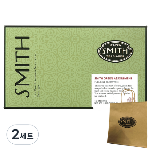 스티븐스미스티메이커 스미스 시그니처 티 15p 세트 + 쇼핑백, 로즈시티 겐마이차 2.4g x 5p + 자스민 실버팁 2.5g x 5p + 마오 펭 수이 2.5g x 5p, 2세트
