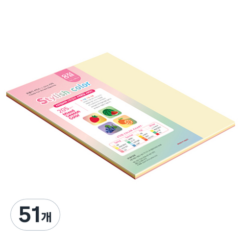 종이문화 SS 스타일리쉬 시즌 두꺼운 혼합색지 205g 02 Summer, 51개, 8절