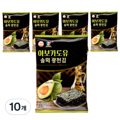솔뫼식품 더국민 아보카도유 전장김, 20g, 10개