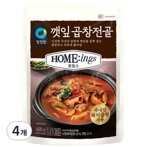 대상 청정원 호밍스 깻잎곱창전골, 400g, 4개