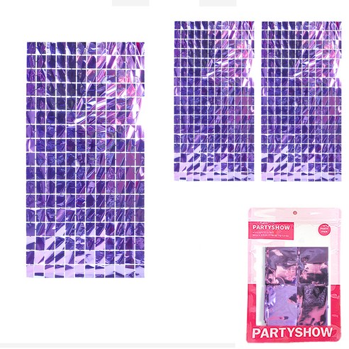 파티쇼 파티 장식 은박커튼 블럭, 라이트라벤다, 3개