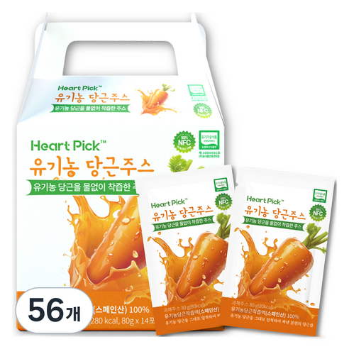 하트픽 유기농 당근주스, 80g, 56개