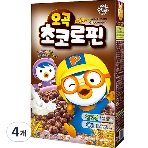 씨알로 뽀로로 오곡 초코로핀 시리얼, 520g, 4개