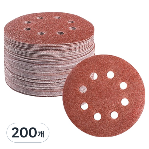 OON 원형 사포 샌딩 페이퍼 8홀 1200방 125mm, 200개