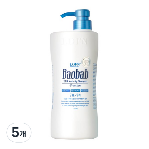 로픈 바오밥 안티오일리 프리미엄 샴푸 지성용, 1000ml, 5개