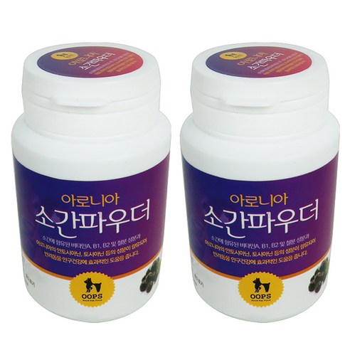 웁스 강아지 아로니아 소간 파우더 영양제, 눈물개선/눈건강, 50g, 2개