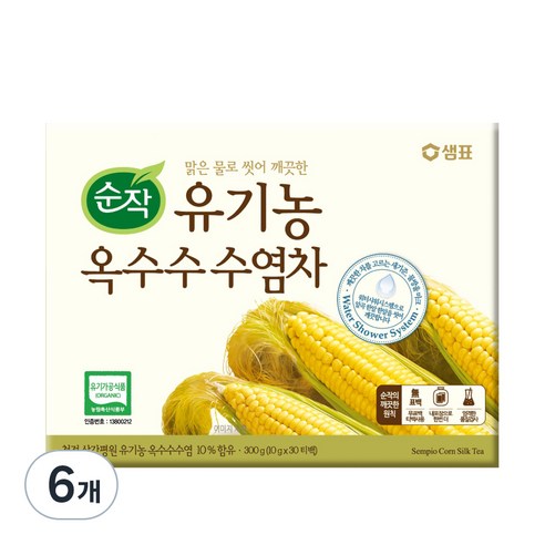 순작 유기농 옥수수 수염차 티백, 10g, 30개입, 6개