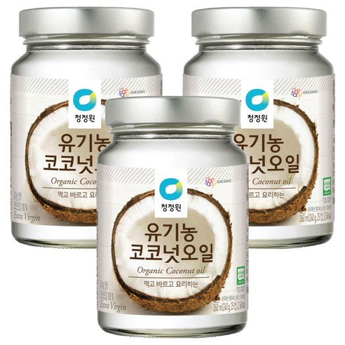 청정원 유기농 코코넛오일, 260ml, 3개