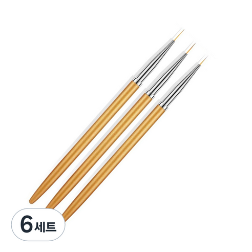 테네져 네일브러쉬 세필 스틱 3종 세트, 골드, 6세트