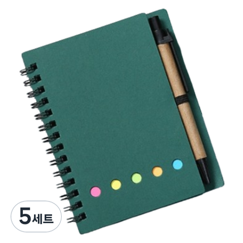 일상속반짝 메모 다이어리 세트, 그린, 5세트
