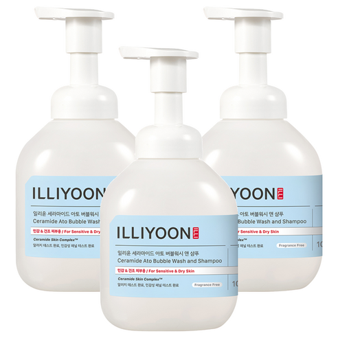 일리윤 세라마이드 아토 버블워시 앤 샴푸 바디워시 무향, 400ml, 3개
