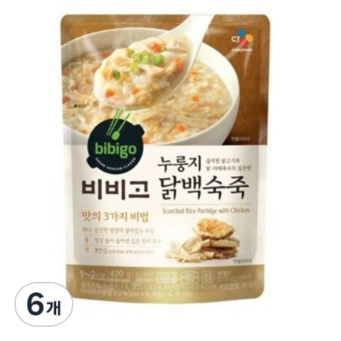 비비고 누룽지 닭백숙죽, 420g, 6개