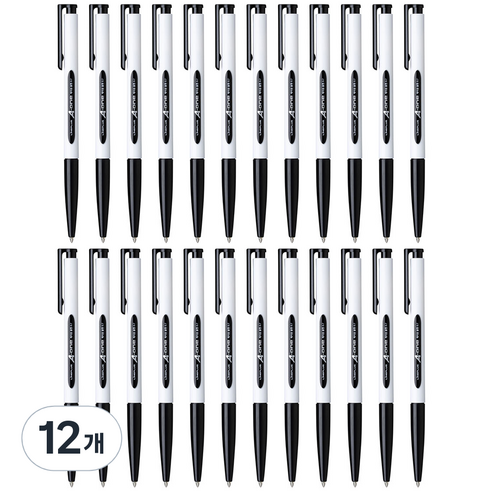 라인플러스 에이원 볼펜 0.5mm 12p, 흑색 0.7, 12개