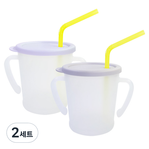 아가프라 뉴매직 빨대컵 300ml x 2종 세트, 2세트, 그레이, 퍼플