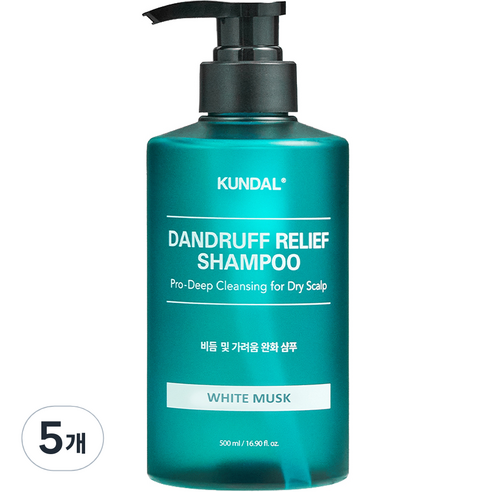 쿤달 프로 클린 비듬샴푸 화이트 머스크향, 5개, 500ml