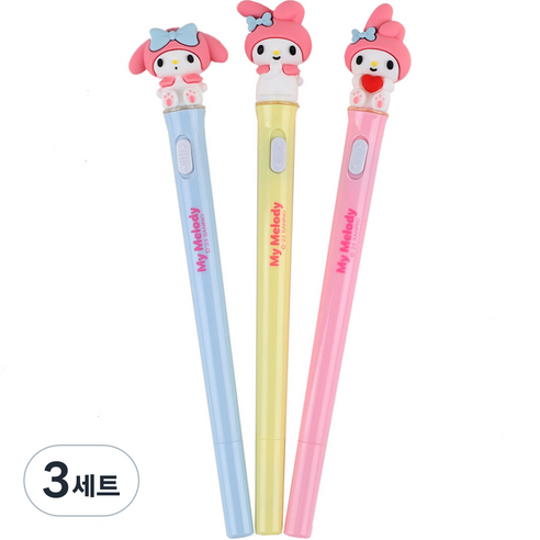 산리오 피규어라이트펜 3종 세트 마이멜로디, 혼합색상, 3세트