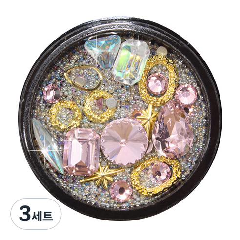 Seller 보석 쥬얼리 네일 파츠 세트, 핑크, 3세트