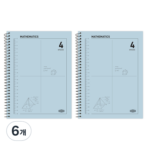 핑크풋 3000 4분할 수학 연습장, 블루, 6개