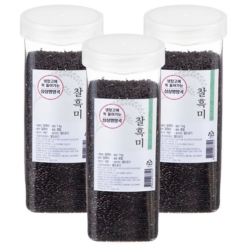 월드그린 싱싱영양통 검정 찰흑미, 1kg, 3개