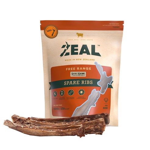 질 ZEAL 뉴질랜드산 강아지 수제간식 덴탈케어, 송아지 갈비뼈, 500g, 1개