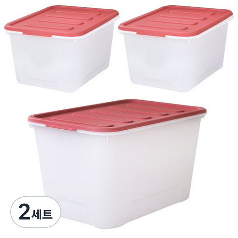 가쯔 멀티블럭리빙박스 72L + 24L 2p, 레드, 2세트
