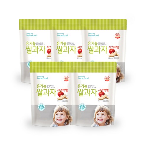 베베푸드 유기농 쌀과자 떡뻥 20g, 사과, 5개