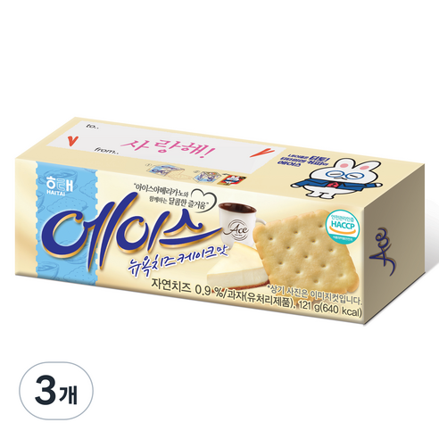 해태에이스 뉴욕치즈케이크맛, 121g, 3개