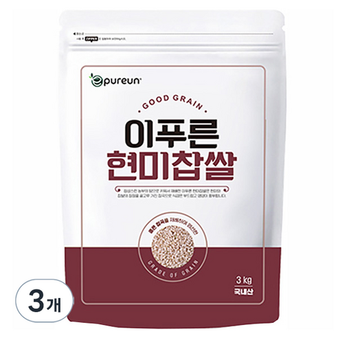 이푸른 국산 현미찹쌀, 3kg, 3개