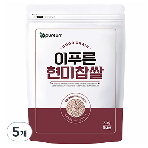 이푸른 국산 현미찹쌀, 3kg, 5개