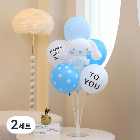 피앤비유니티 스탠드 생일장식 세트, 02 시나모롤 생일축하스탠드 블루, 2세트