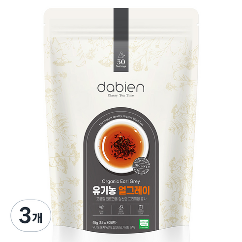 다비앙 생분해티백 유기농 얼그레이 홍차, 1.5g, 30개입, 3개