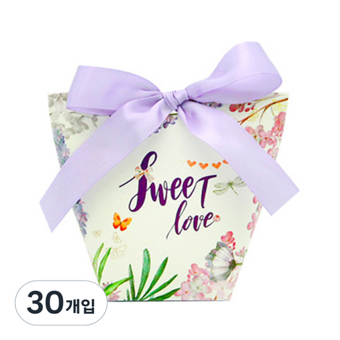 도나앤데코 미니 사다리꼴 포장상자 S + 리본, 유럽감성 퍼플, 30개입