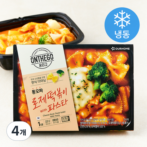 아워홈 온더고 통모짜 로제 떡볶이 with 파스타 (냉동), 320g, 4개