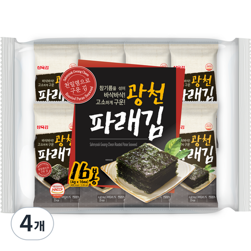 삼육김 광천 파래 도시락김 16p, 64g, 4개