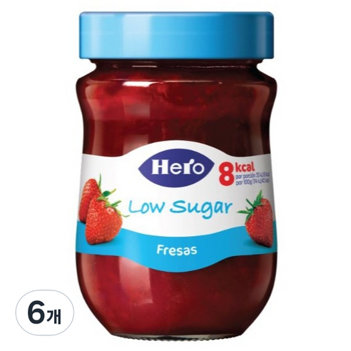 헤로 저당 딸기잼, 6개, 280g
