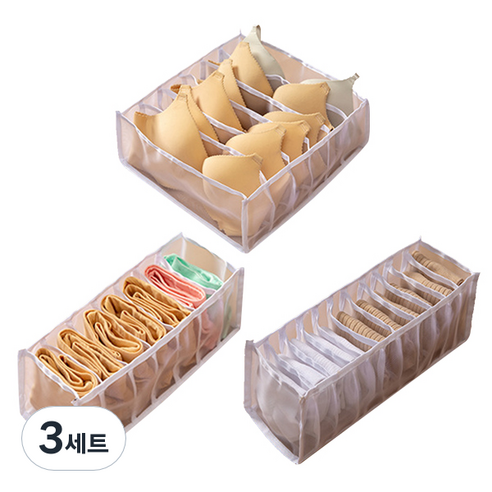 마켓피오 메쉬 속옷정리함 6칸 + 7칸 + 11칸 화이트 3종세트, 3세트
