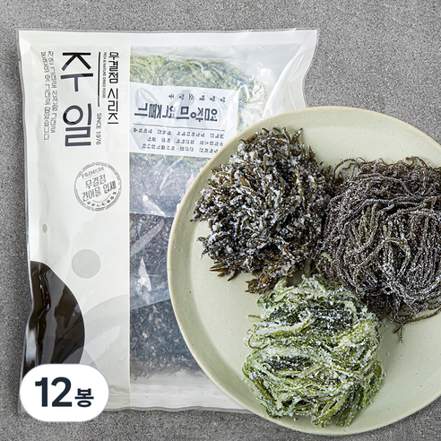 주일 무결점 오독오독 해초 미역줄기 + 꼬시래기 + 톳, 200g, 12봉