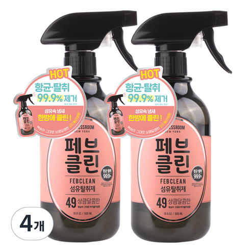 더블유드레스룸 페브클린 섬유탈취제 페브클린 No.49 피치블러썸, 500ml, 4개