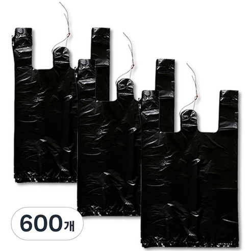 애니돌 손잡이 마트봉투 검정, 8L, 600개