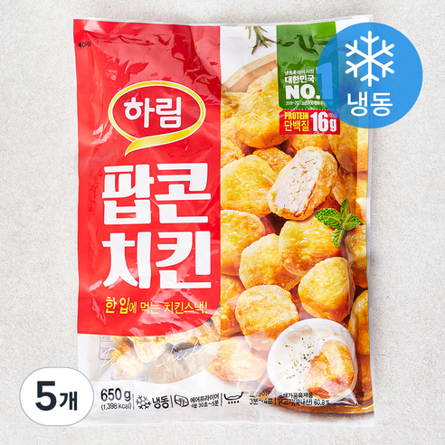 하림 팝콘치킨 (냉동), 650g, 5개