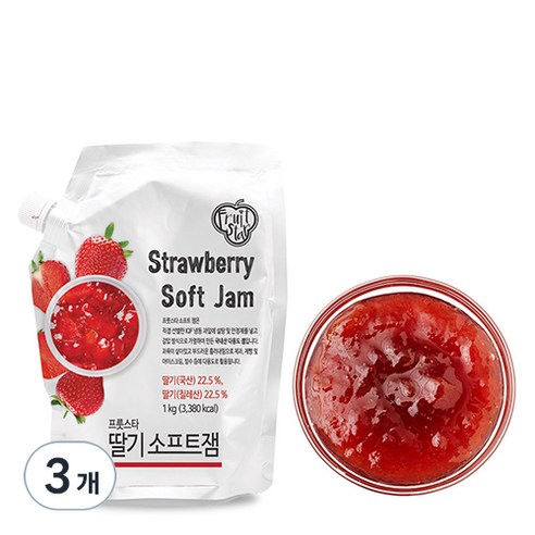 딸기 소프트잼, 1kg, 3개