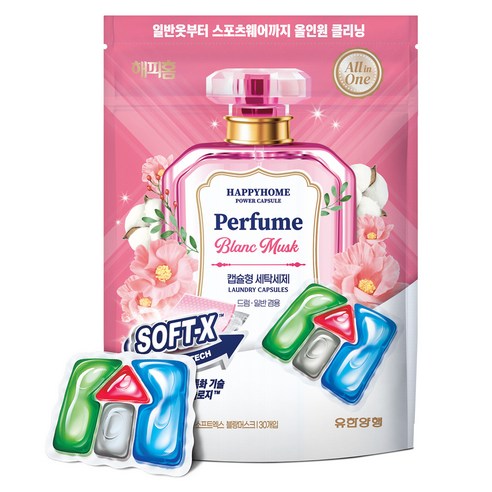 해피홈 파워캡슐 올인원 세제 소프트엑스 블랑머스크, 30개입, 1개