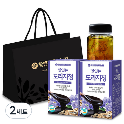 참앤들황토농원 맛있는 도라지청 250g x 2p + 보틀 + 쇼핑백, 500g, 1개입, 2세트