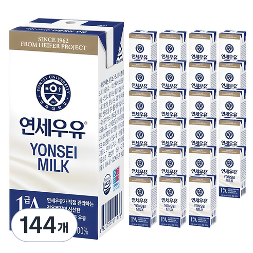 연세우유 흰우유, 190ml, 144개