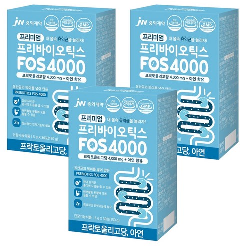 JW중외제약 프리미엄 프리바이오틱스 FOS 4000, 150g, 3개