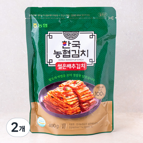 한국농협김치 썰은배추김치, 400g, 2개