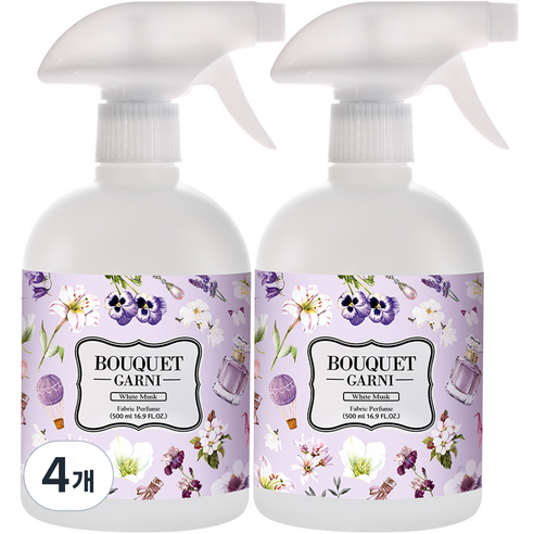 부케가르니 섬유탈취제 화이트 머스크, 500ml, 4개
