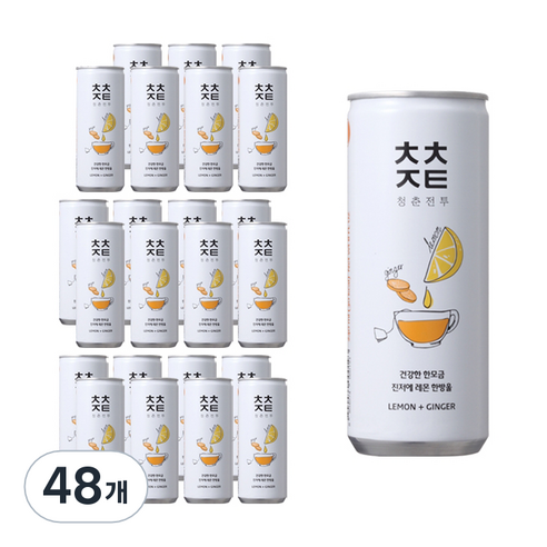 청춘전투 진저에 레몬 한방울 탄산음료, 240ml, 48개