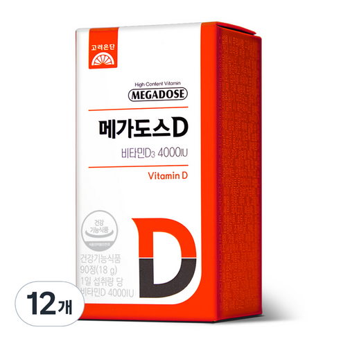 고려은단 메가도스D 비타민D3 4000IU 18g, 90정, 12개