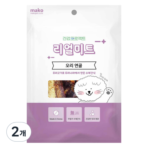 강아지 건강프로젝트 리얼미트 수제간식 대포장, 오리연골, 300g, 2개